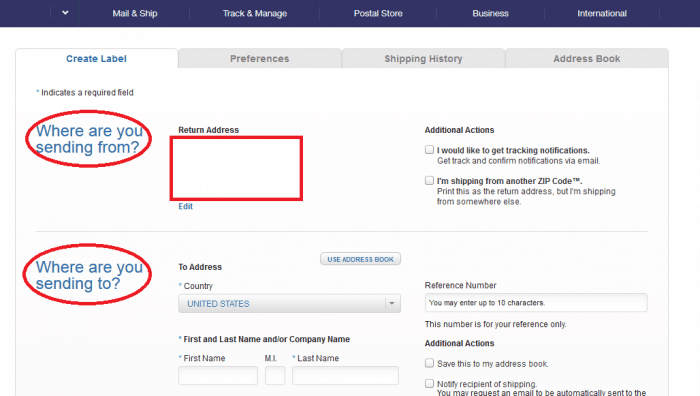 Address Label for How to make a USPS shipping label