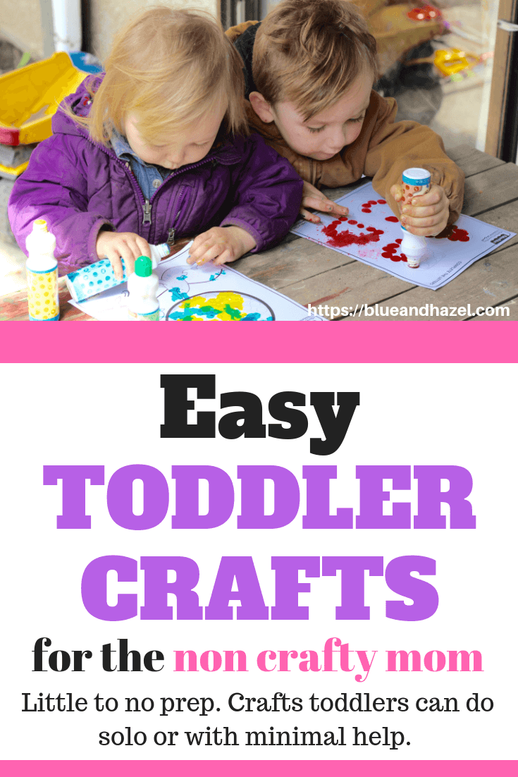 Easy Toddler Crafts! Awesome list of hands on activities that toddlers can do with little preparation and little mess. #blueandhazel #toddler #toddlercrafts #preschool #preschooler