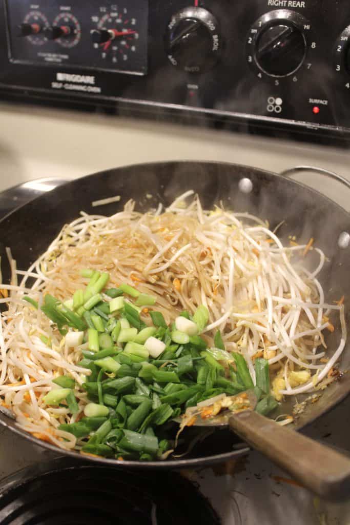 We make this authentic vegetarian pad thai recipe at home a LOT and it tastes like the restaurant. Learn how with step by step photos at www.blueandhazel.com. You can easily add meat too! 