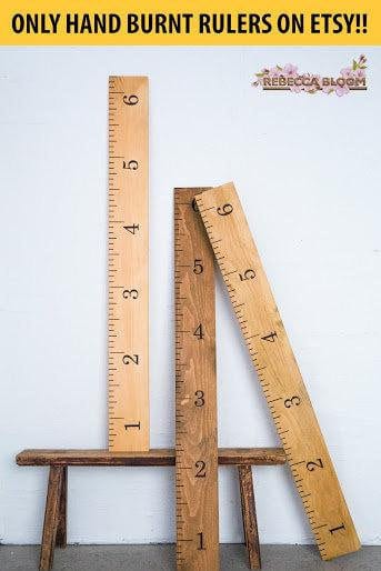 wooden growth ruler burnt wood