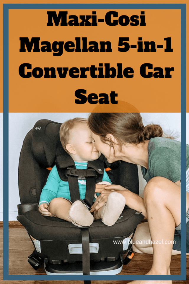 A mom tucking her baby boy into their new black Maxi-Cosi Magellan 5-in-1 Convertible Car Seat!