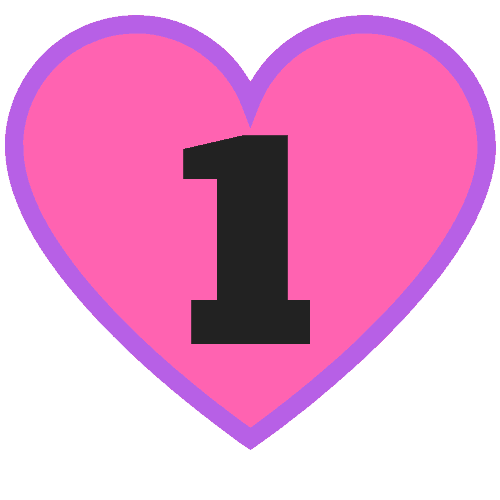 pink heart with a number 1