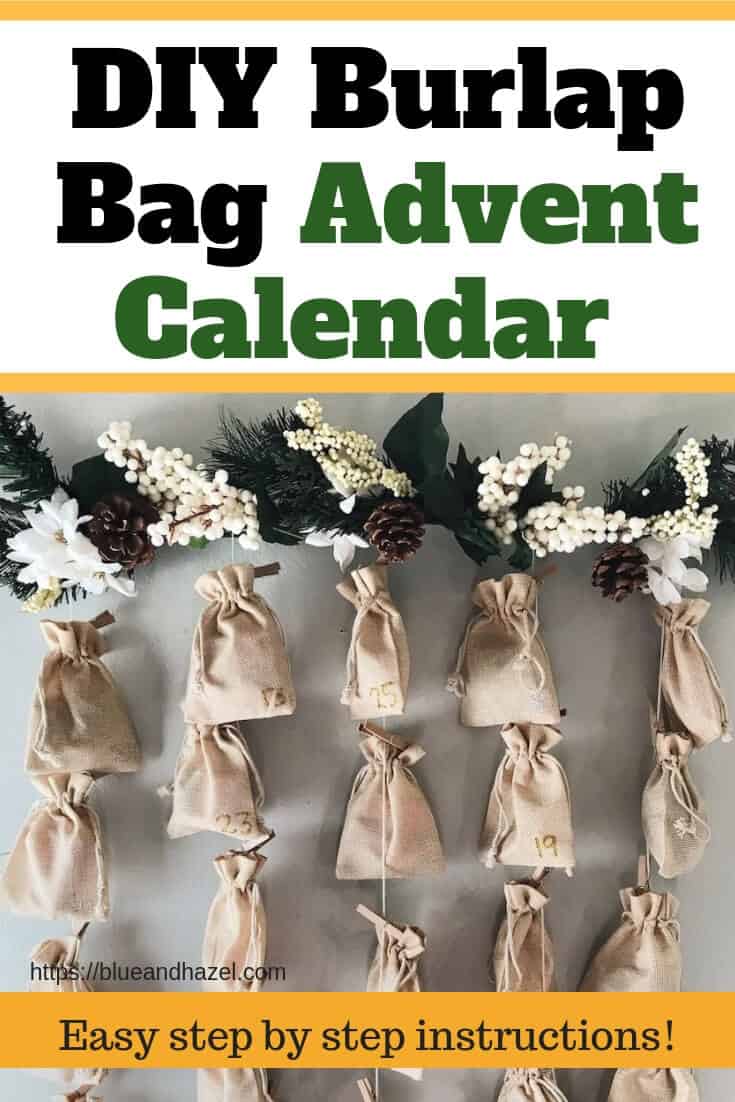 Easy DIY Burlap Advent Calendar Blue and Hazel