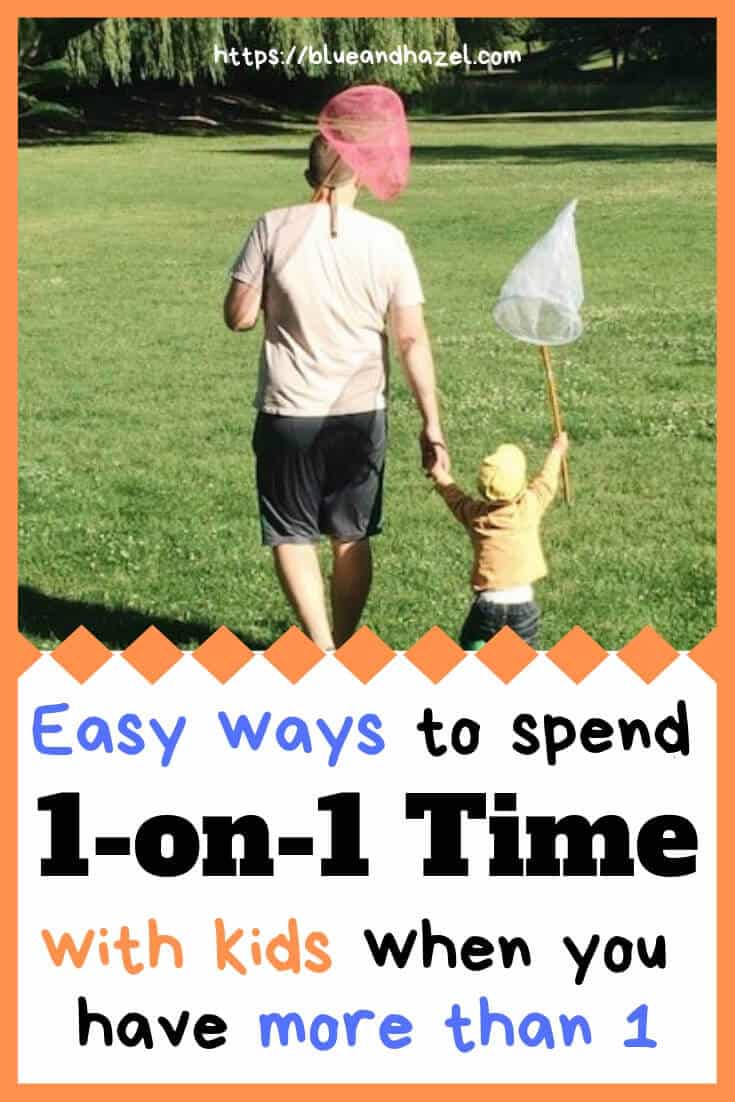 One on one time as a father and son go fishing. Ways to spend one on one time with multiple kids pinterest graphic.