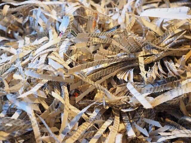 Shredded paper from safely disposing of important documents at home