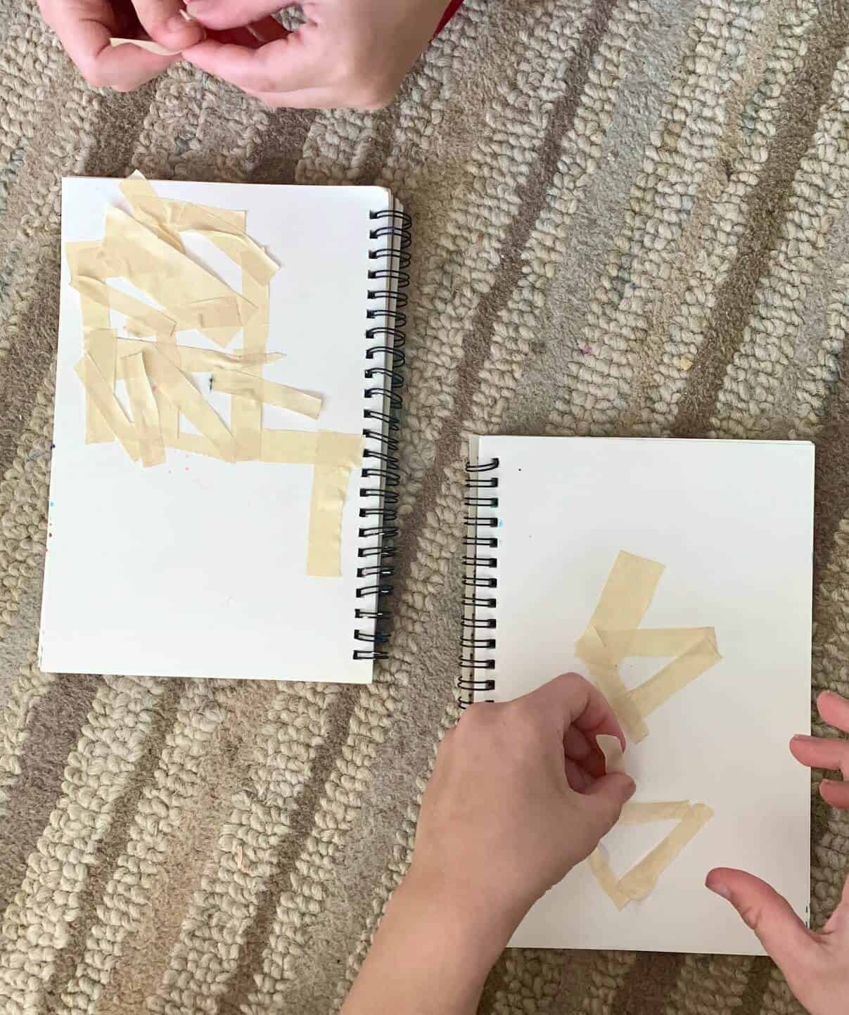 Tape Resist Art Technique For Preschoolers Blue and Hazel