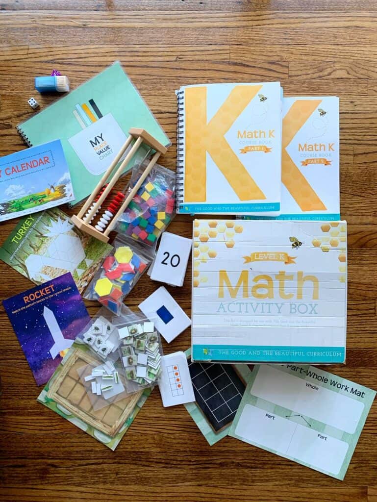 level k math activity box contents from The Good And The Beautiful 