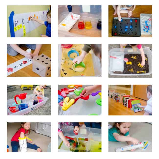 playing preschool collage of hands on activities