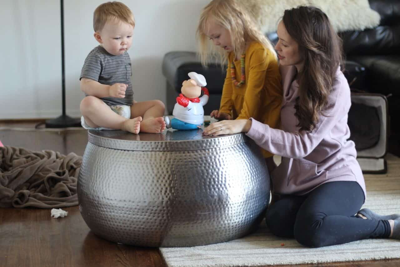 a mom doing preschool at home with a 4 year old and 2 year old