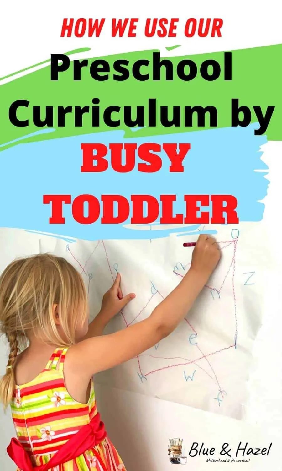A 5 year old preschool girl having fun doing preschool at home with an activity from Playing Preschool by Busy Toddler. Here she's connecting uppercase letters in order and learning to recognize what comes next.