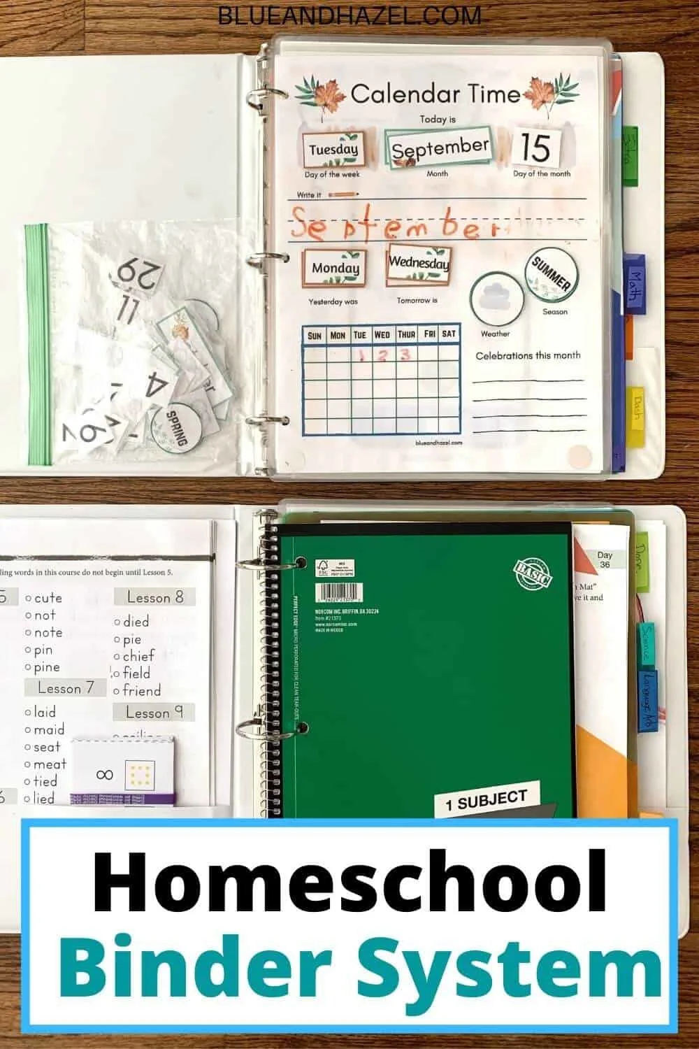 What goes inside of our kindergarten and homeschool weekly binders