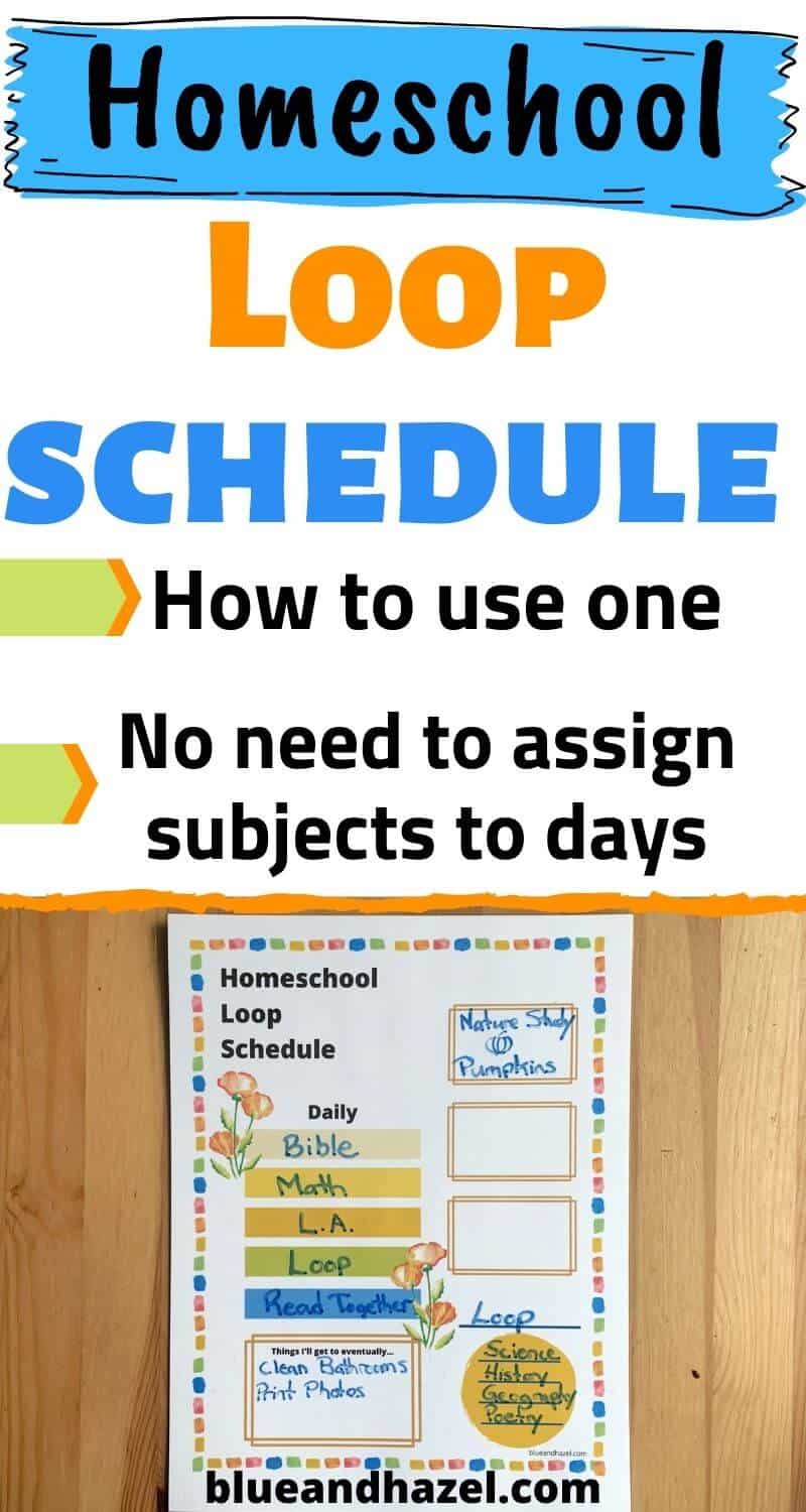 How to use a homeschool loop schedule instead of a daily planner! No need to assign subjects to days, and you can easily remember to rotate through all your fun activities with a loop. Here's what a loop is, how to use it, and how we set our up. Print off this customizable loop schedule and try is out in your homeschool!