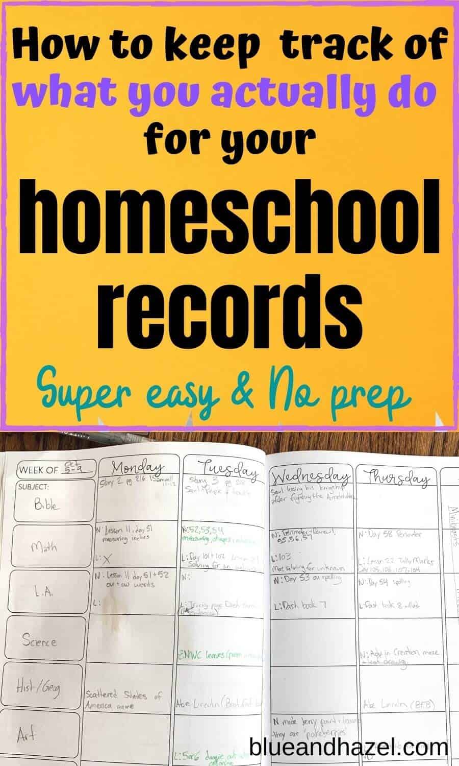 homeschool record keeping using reverse planning