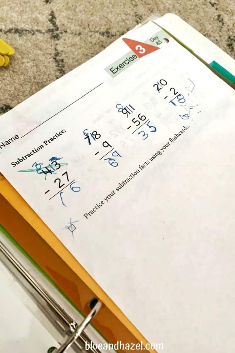 Level 2 of Math Lessons For A Living Education practices borrowing from the tens column, like these 4 problems. 