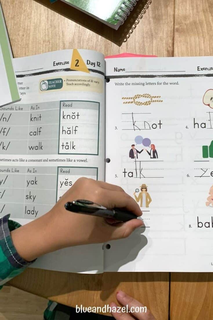 A close up of a workbook page from Language Lessons For A Living Education Level 1