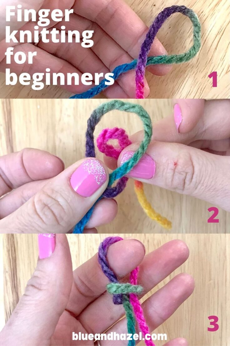 Easy Finger Knitting For Kids Using 1 Finger Loop - Blue and Hazel