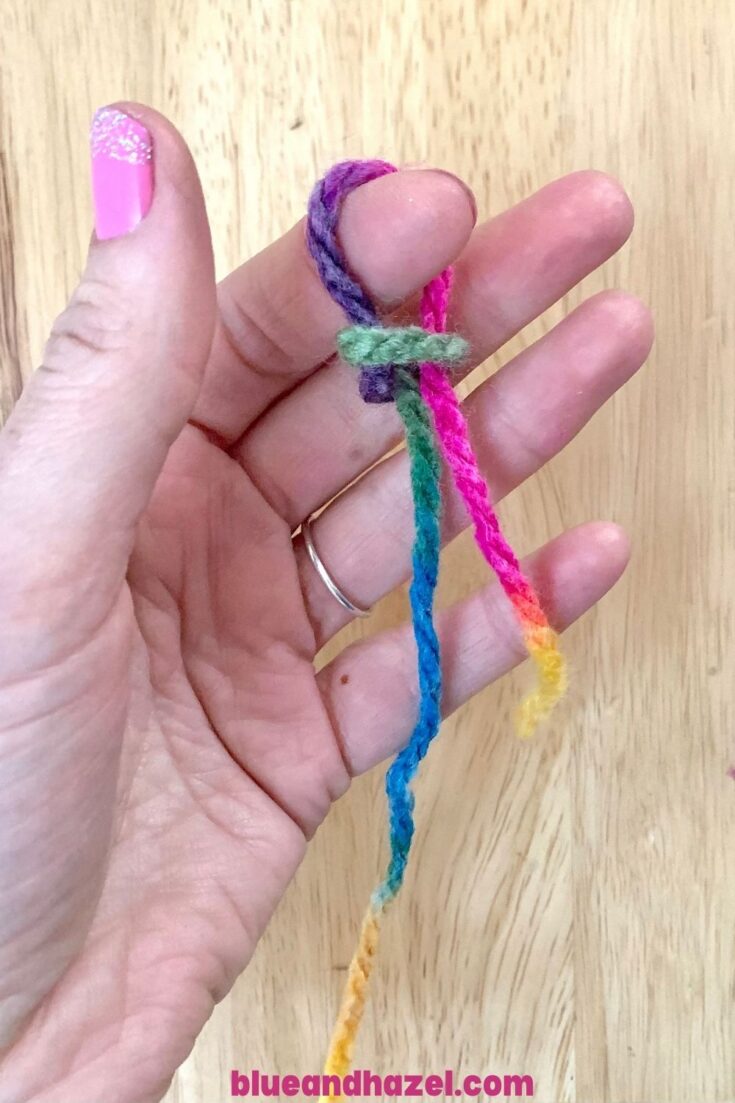 Easy Finger Knitting For Kids Using 1 Finger Loop Blue and Hazel