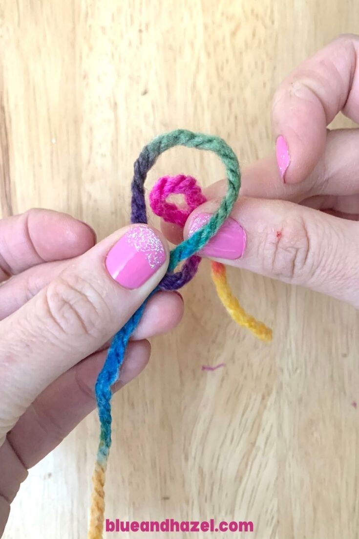 How to make a slip knot for starting a finger knitting project