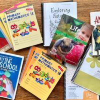 1st and 2nd grade homeschool curriculum laid out