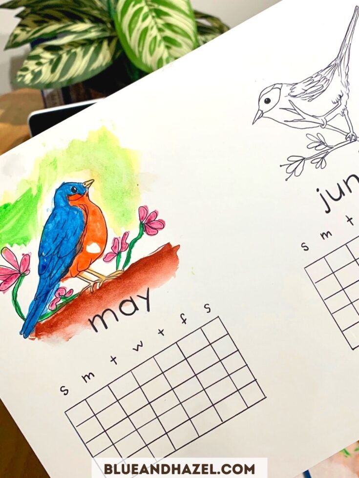 do it yourself watercolor bluebird calendar 