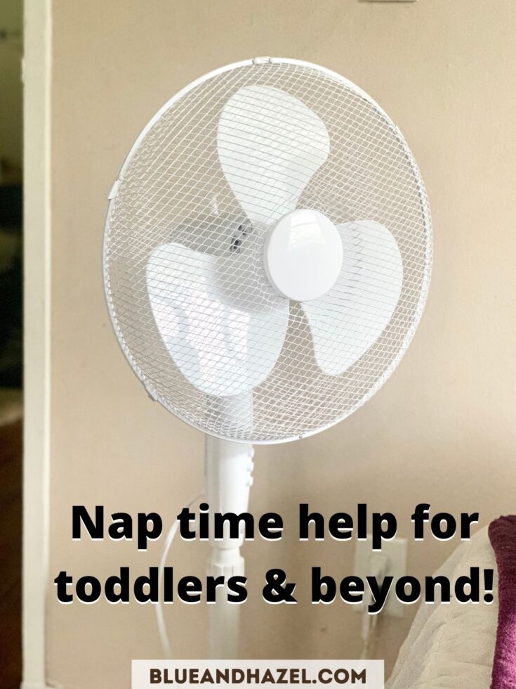 A white tall fan used for nap time.