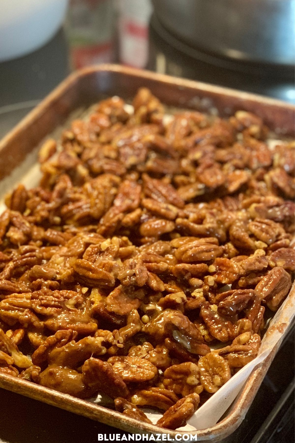 Quick and Easy Candied Pecans On The Stovetop Blue and Hazel
