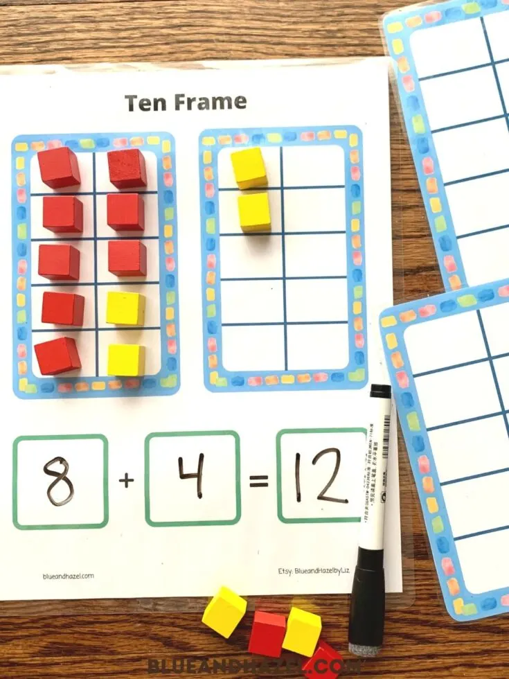 math 10 frame for addition and subraction