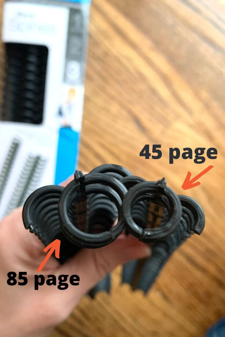 85 page vs 45 page spines side by side for the Swingline Proclick binding machine. 