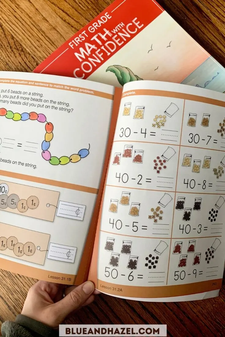 Lesson 31.2 of First Grade Math With Confidence: Subtracting a one digit number from a 2 digit number