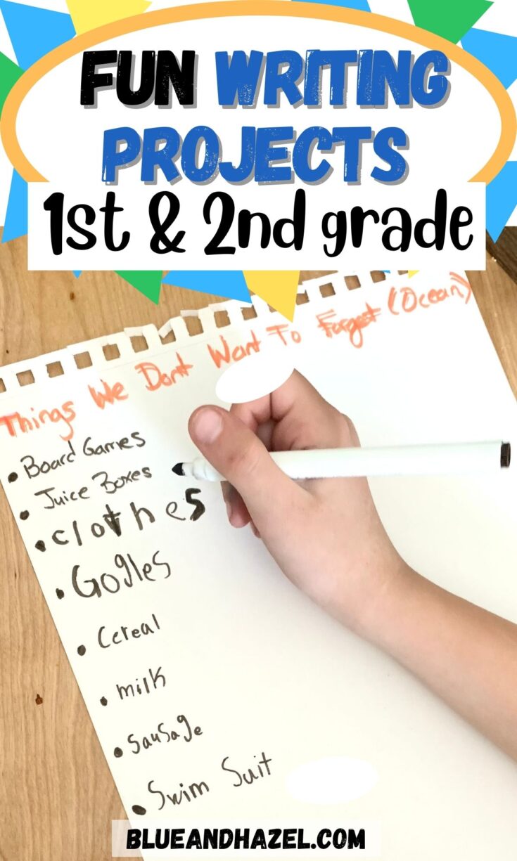 a 1st grader writing a list