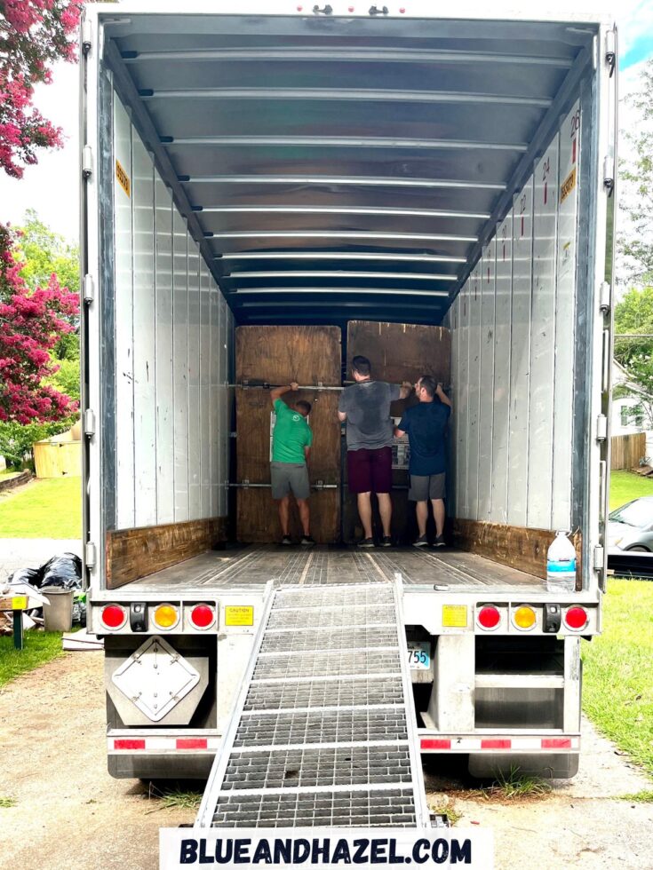 An ABF moving truck by U-Pack is being loaded with a family's items and ready to be shipped across the country.