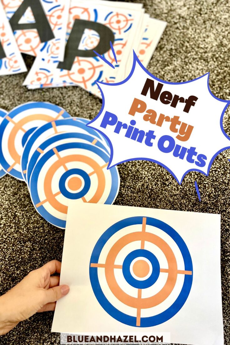 Printable blue and orange wall darts used at a 9 year old's birthday party. 