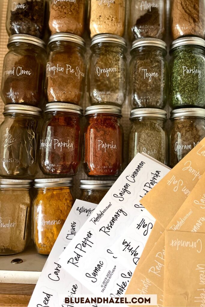 Spice Drawer Organization with Mini Jelly Jars - The Borrowed