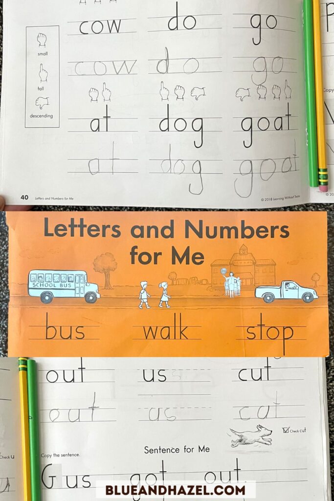 Handwriting Without Tears 1st grade copywork samples from Letters and Numbers for me. 