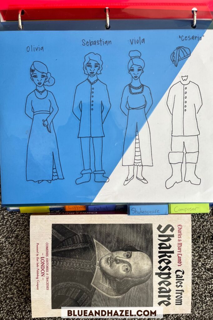 Shakespeare coloring pages from Etsy to go with Ambleside Online's Charlotte Mason curriculum for Shakespeare. 